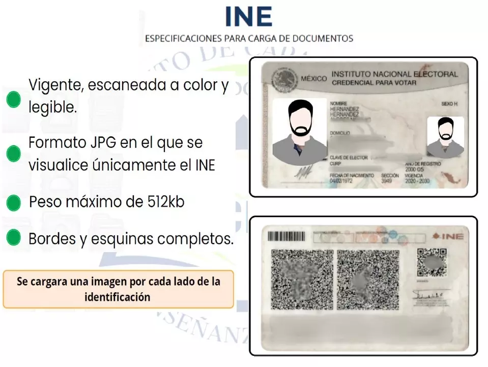 Ejemplo de Identificación Oficial (INE)